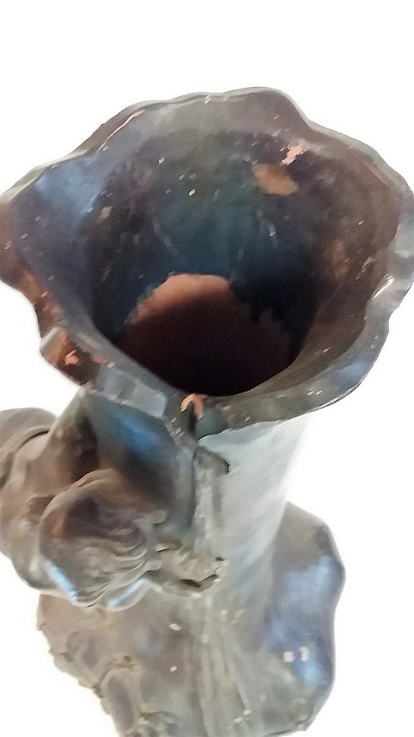 Grand Vase Terre Cuite Art Nouveau allégorie à la source et signé Aristide De Ranieri numéroté à l’arrière 227 