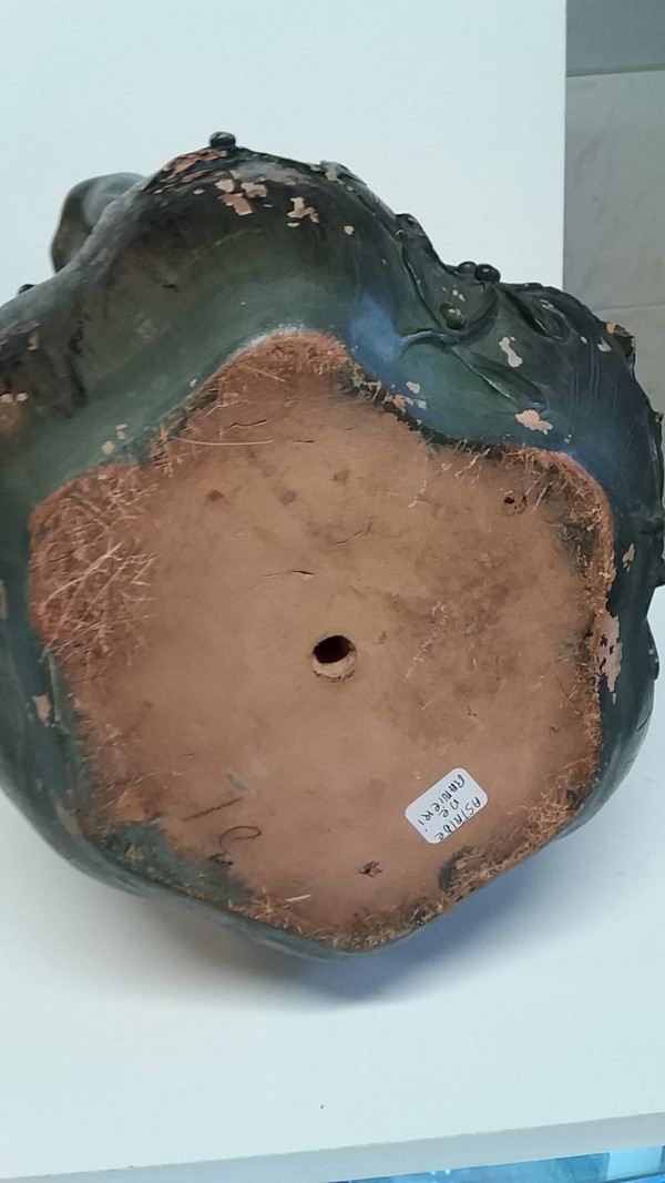 Grand Vase Terre Cuite Art Nouveau allégorie à la source et signé Aristide De Ranieri numéroté à l’arrière 227 