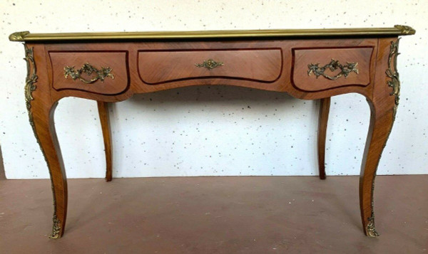 Bureau d'Apparat De Style Louis XV Dessus De Cuir Rouge XX Siècle