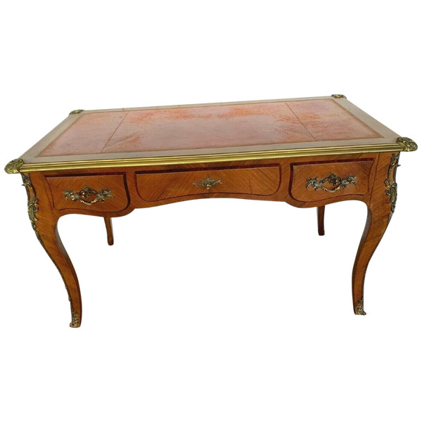Bureau d'Apparat De Style Louis XV Dessus De Cuir Rouge XX Siècle