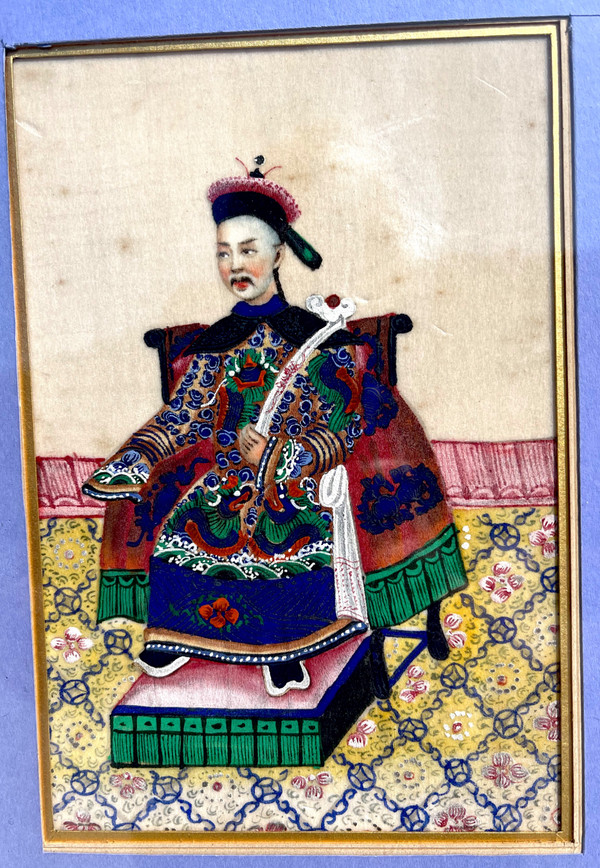 Series of eight Chinese gouaches on rice paper. Chinese school XIXth dignitaries.