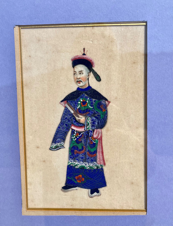 Series of eight Chinese gouaches on rice paper. Chinese school XIXth dignitaries.