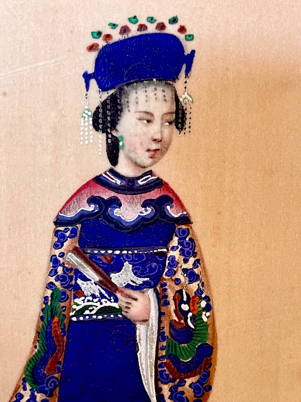 Series of eight Chinese gouaches on rice paper. Chinese school XIXth dignitaries.