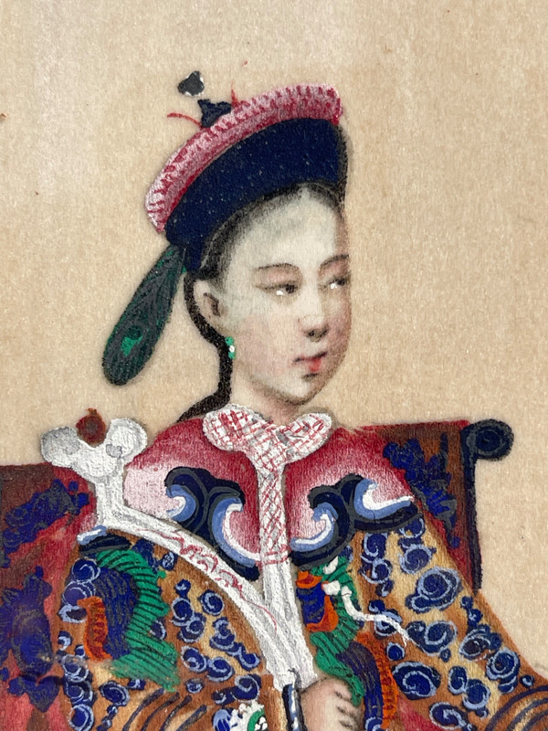 Series of eight Chinese gouaches on rice paper. Chinese school XIXth dignitaries.