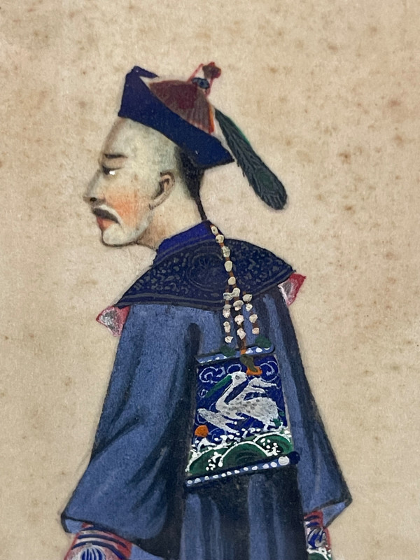 Series of eight Chinese gouaches on rice paper. Chinese school XIXth dignitaries.