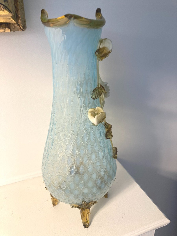 Coppia di vasi a lampada in vetro granito, Manufacture de Clichy, Art Nouveau