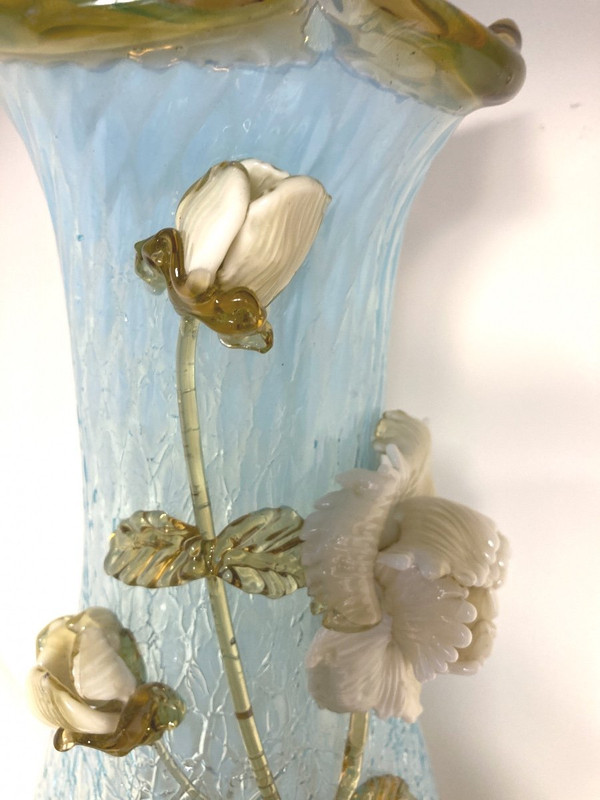 Coppia di vasi a lampada in vetro granito, Manufacture de Clichy, Art Nouveau
