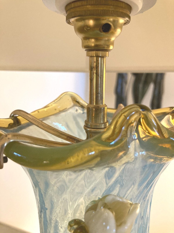Coppia di vasi a lampada in vetro granito, Manufacture de Clichy, Art Nouveau