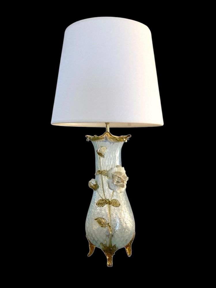 Coppia di vasi a lampada in vetro granito, Manufacture de Clichy, Art Nouveau