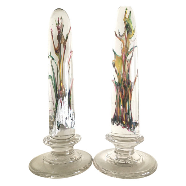 Pair of ogival columns, Cristal, Vierzon, Early 20th century