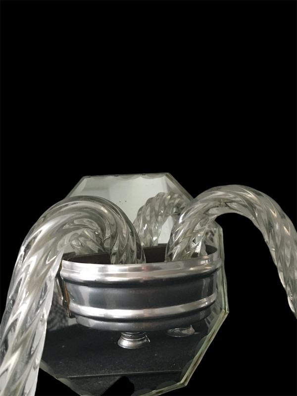 Paire d'Appliques Murales, en verre  torsadé et taillé - Création des Années 1950