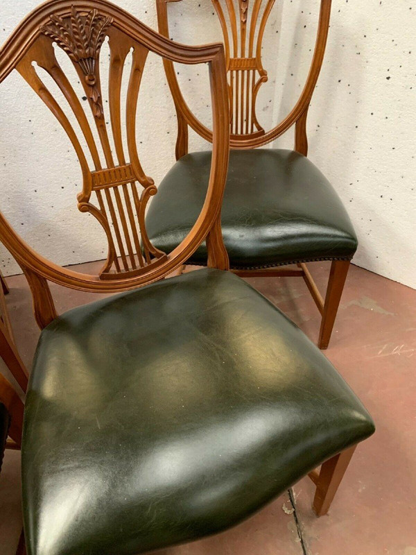 Suite De Six Chaises En Bois Naturel Model Aux épis De Blé XX Siècle