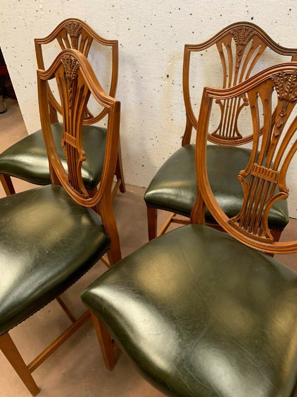 Suite De Six Chaises En Bois Naturel Model Aux épis De Blé XX Siècle