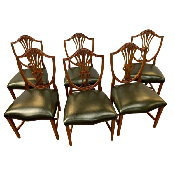 Suite De Six Chaises En Bois Naturel Model Aux épis De Blé XX Siècle