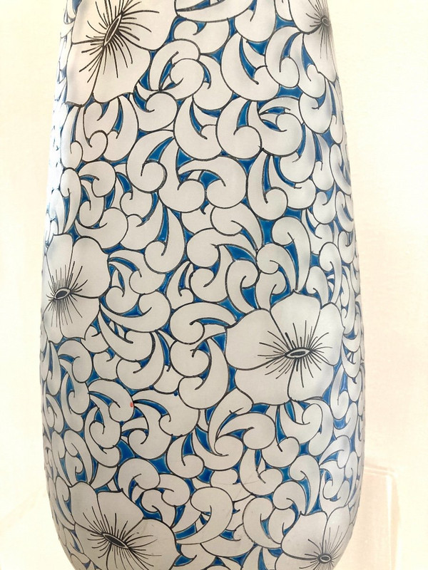 Große Vase aus Glas, Glashütte LEUNE (1861-1930) Jugendstil