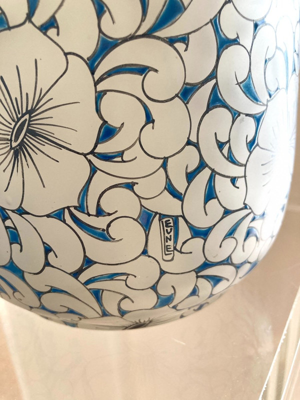 Große Vase aus Glas, Glashütte LEUNE (1861-1930) Jugendstil