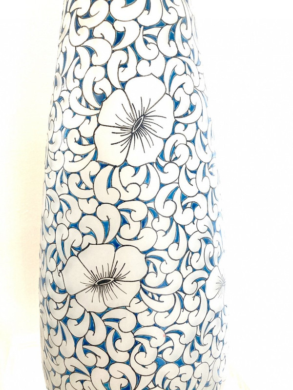Große Vase aus Glas, Glashütte LEUNE (1861-1930) Jugendstil
