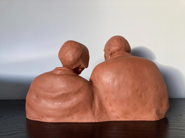 Gaston Hauchecorne, Coppia di anziani in terracotta - Periodo Art Déco