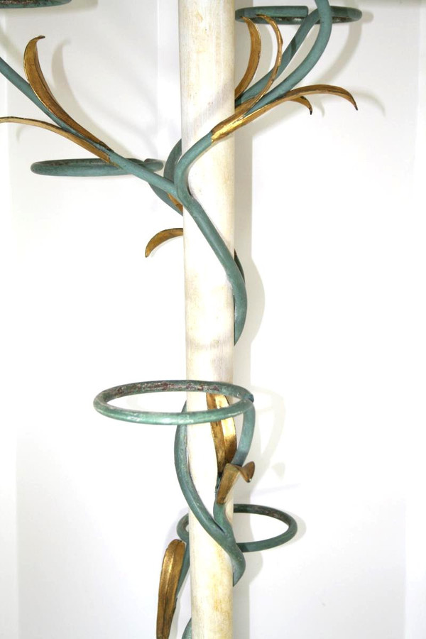 Lacquered And Gilded Wrought Iron Floor Lamp - Art Deco 1940, Attr. House Jansen