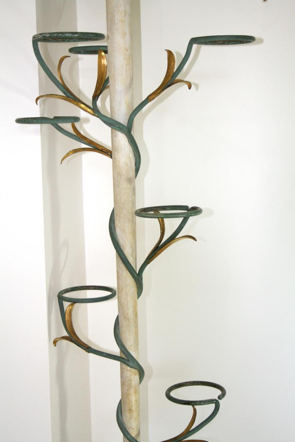Lacquered And Gilded Wrought Iron Floor Lamp - Art Deco 1940, Attr. House Jansen