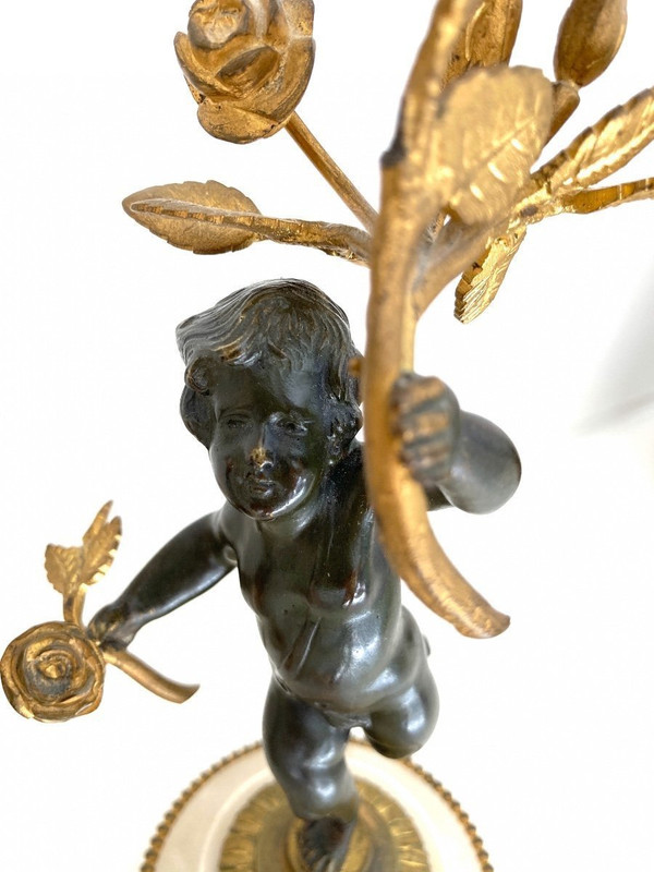 Paire de petits Candélabres à Décor De Putti, 19ème