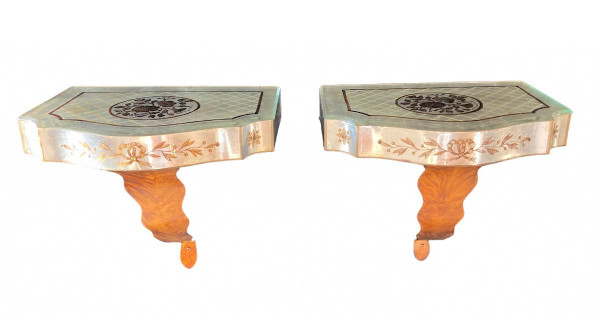 Paire de Consoles d'Appliques Murales Décoratives, Vers 1950