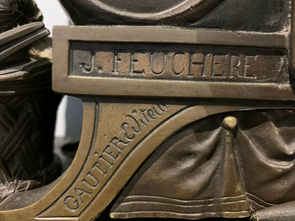 Imposante Uhr Aus Bronze Und Marmor J Feuchere Verleger Gauthier XIX Jahrhundert