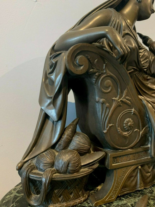 Imposante Uhr Aus Bronze Und Marmor J Feuchere Verleger Gauthier XIX Jahrhundert