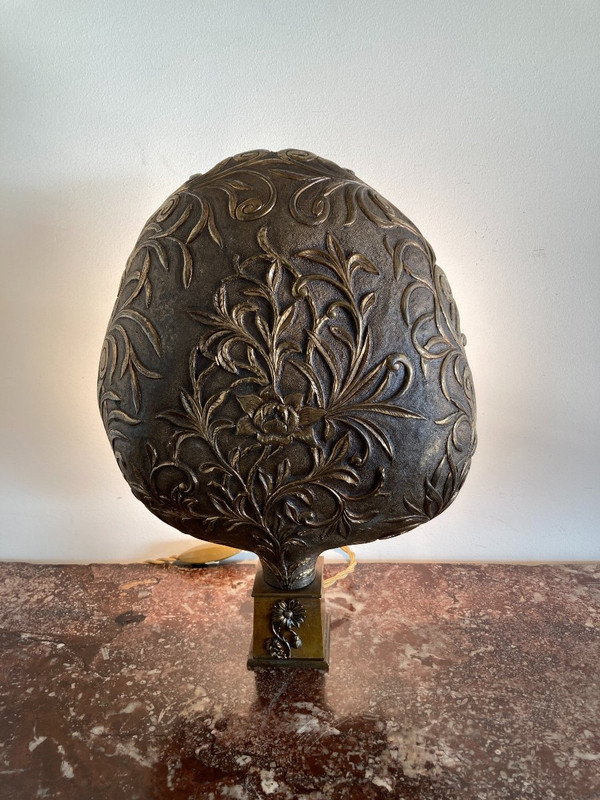 Paire de lampes, en appliques à poser, en cuivre doré, Italie 19ème