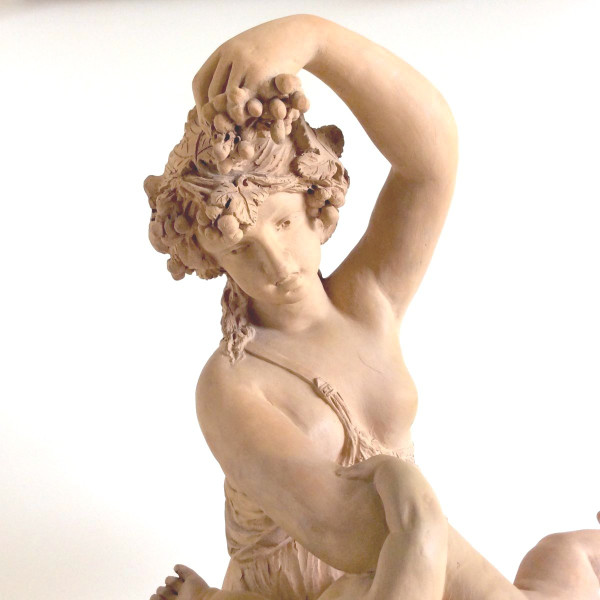 Scultura in terracotta, Donna con bambino - opera francese Fine XIX sec.