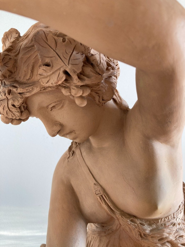 Scultura in terracotta, Donna con bambino - opera francese Fine XIX sec.