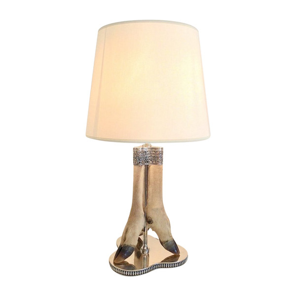 Lampe auf Gazellenbeinen, versilbertes Metall, England 20.