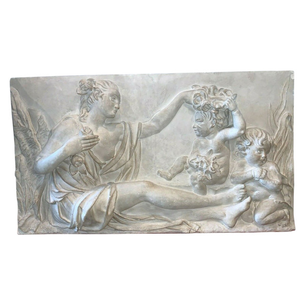 Bas Relief En Stuc A Décor d'Une Scène A l'Antique XX Siècle