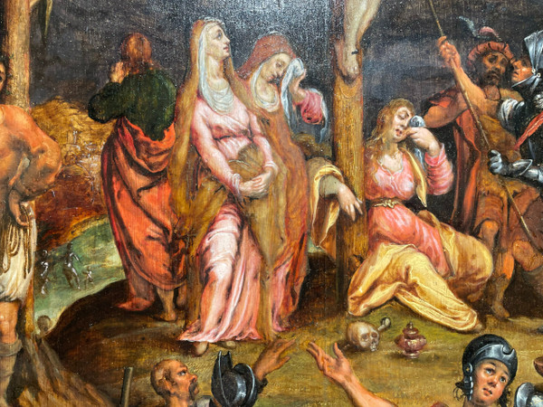 Dipinto Religioso - La Crocifissione - Scuola Olandese 1600 circa