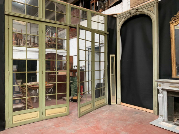 Boiserie De Style Louis XVI En Bois Patiné Portes De Séparation XIX Siècle