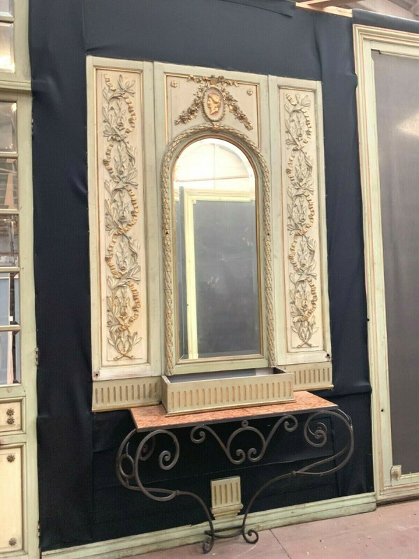 Boiserie De Style Louis XVI En Bois Patiné Portes De Séparation XIX Siècle