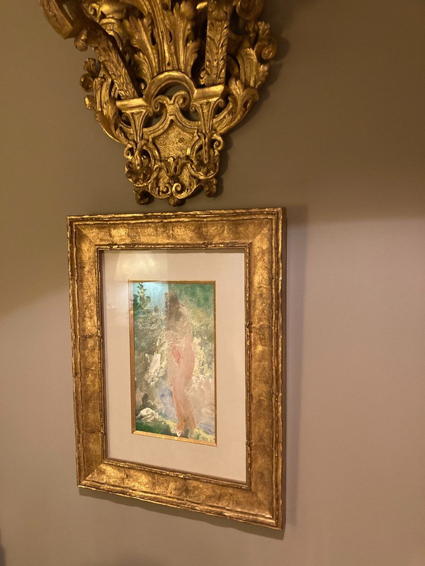 Peinture d'Une Baigneuse Nue, Attribué à Chmaroff Pavel