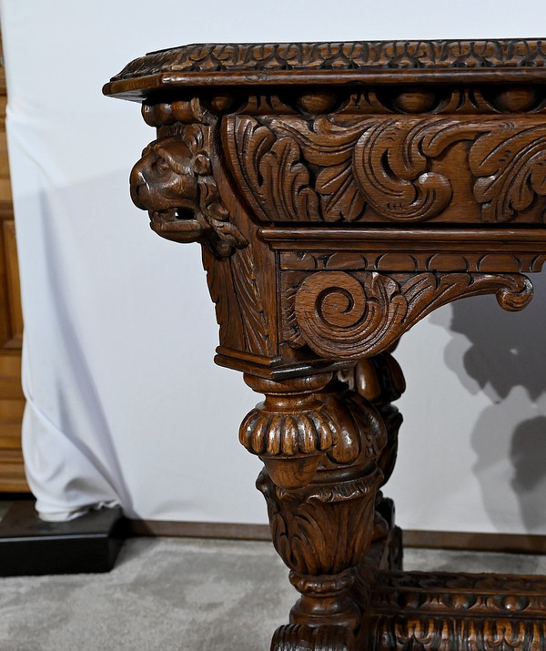 Tavolo da scrivania in stile gotico rinascimentale - Fine XIX secolo