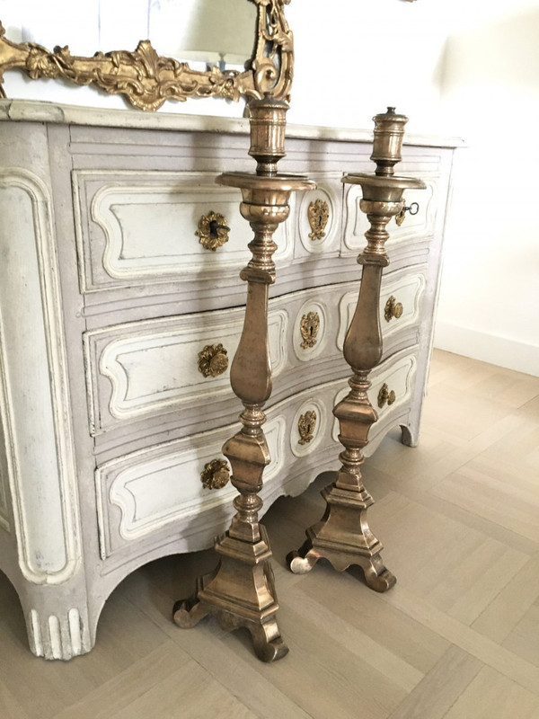 Pair of very large candlesticks - 17th century