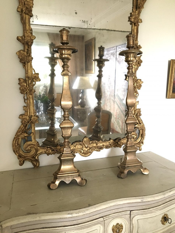 Pair of very large candlesticks - 17th century