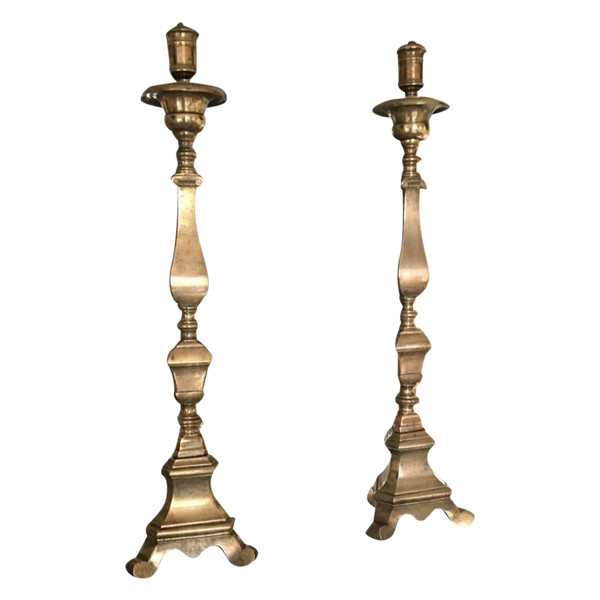 Pair of very large candlesticks - 17th century
