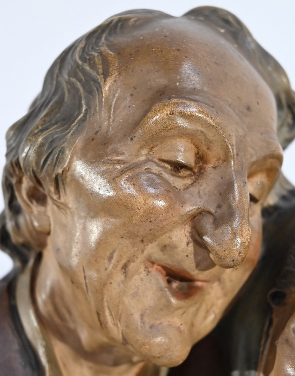 Scultura in terracotta "Le nozze d'oro", firmata E.Ceccarelli - Fine XIX secolo