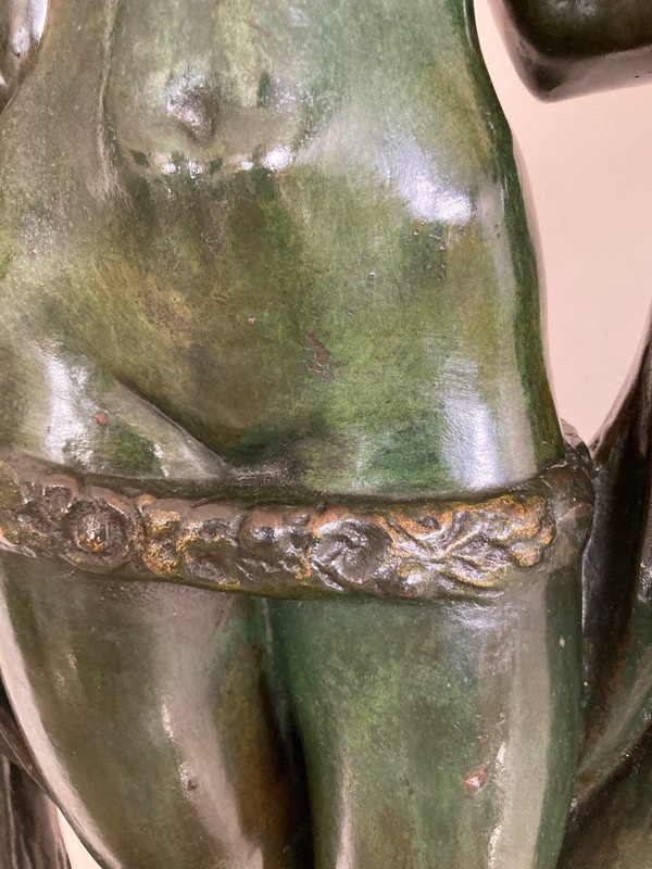 Frauenskulptur Aus Bronze, Signiert Von Marcel Rau (Belgien)