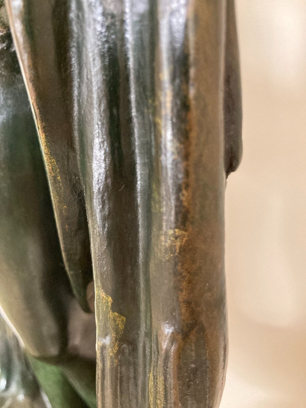 Frauenskulptur Aus Bronze, Signiert Von Marcel Rau (Belgien)