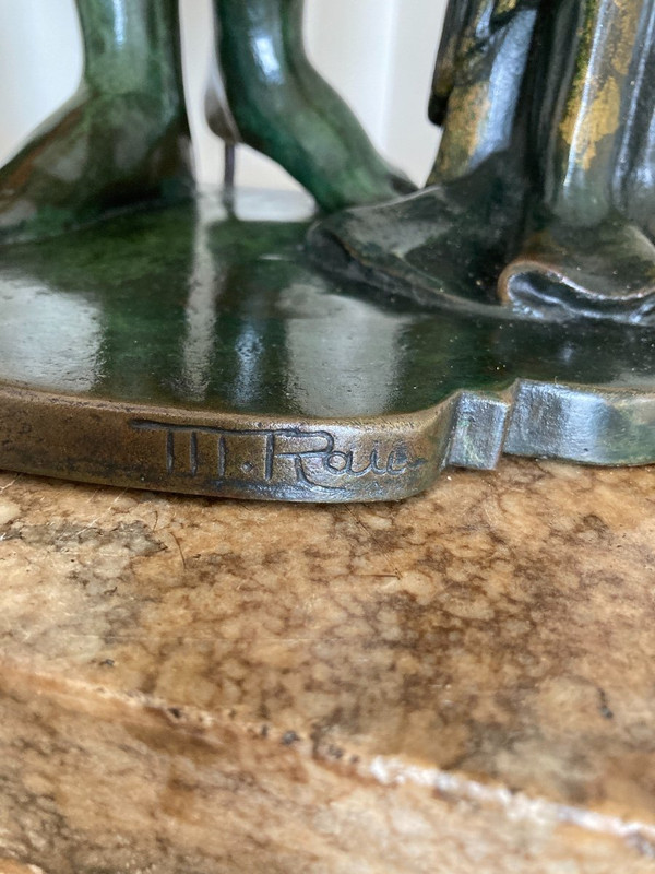 Frauenskulptur Aus Bronze, Signiert Von Marcel Rau (Belgien)