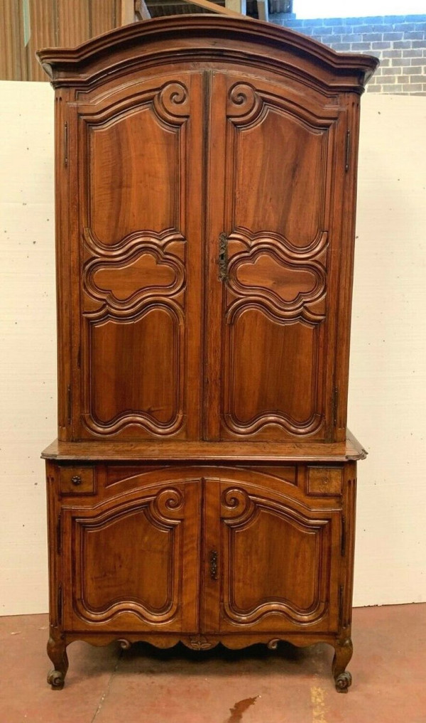 Buffet 2 Corpo Luigi XV In Noce / Mobili Del XVIII Secolo / Mobili Antichi XVIII