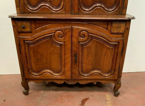 Buffet 2 Corpo Luigi XV In Noce / Mobili Del XVIII Secolo / Mobili Antichi XVIII