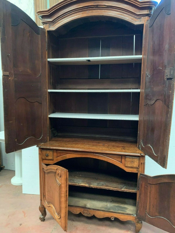 Buffet 2 Corpo Luigi XV In Noce / Mobili Del XVIII Secolo / Mobili Antichi XVIII