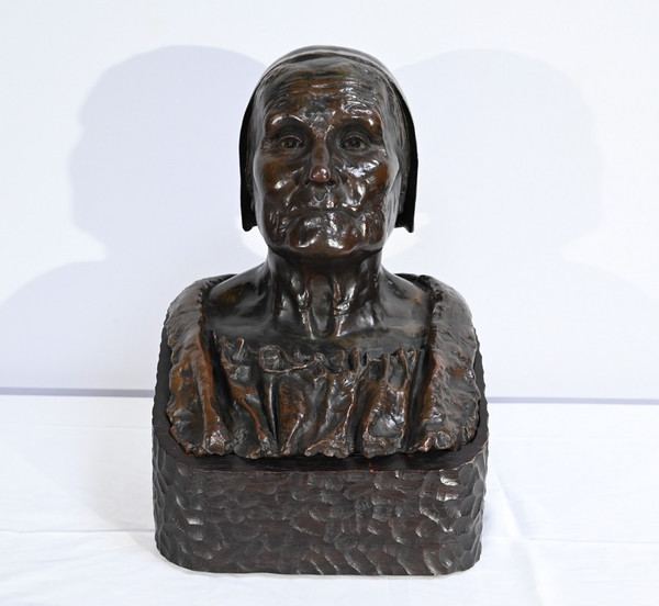 Bedeutende Büste von Bretonne in Bronze, signiert G.Demée – Ende des 19. Jahrhunderts