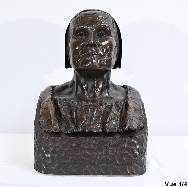 Bedeutende Büste von Bretonne in Bronze, signiert G.Demée – Ende des 19. Jahrhunderts
